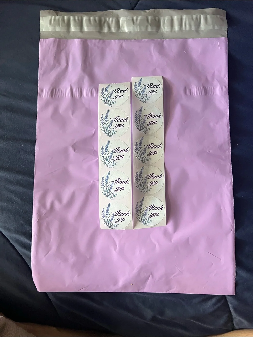 Thank You Lavender Sticker Roll - Pink Poly Mailer Bundle